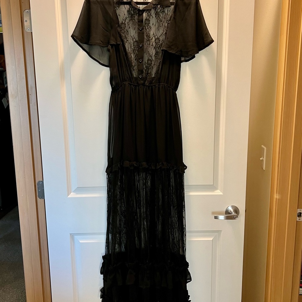 Renamed Black Lace See Thru Maxi Dress - Picture 2 of 5